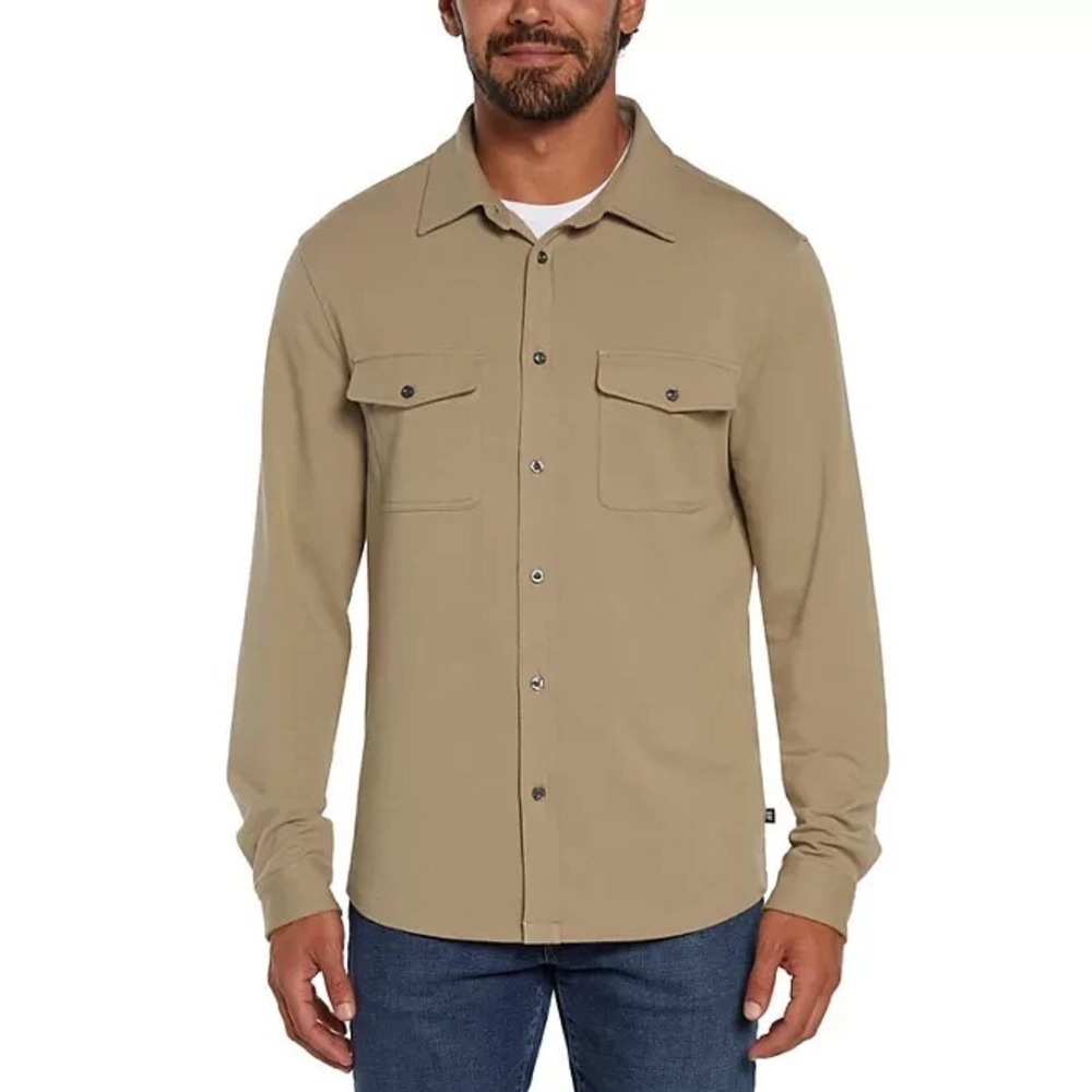 Gap Mens Long Sleeve Knit Button Down Shirt Brown XL New